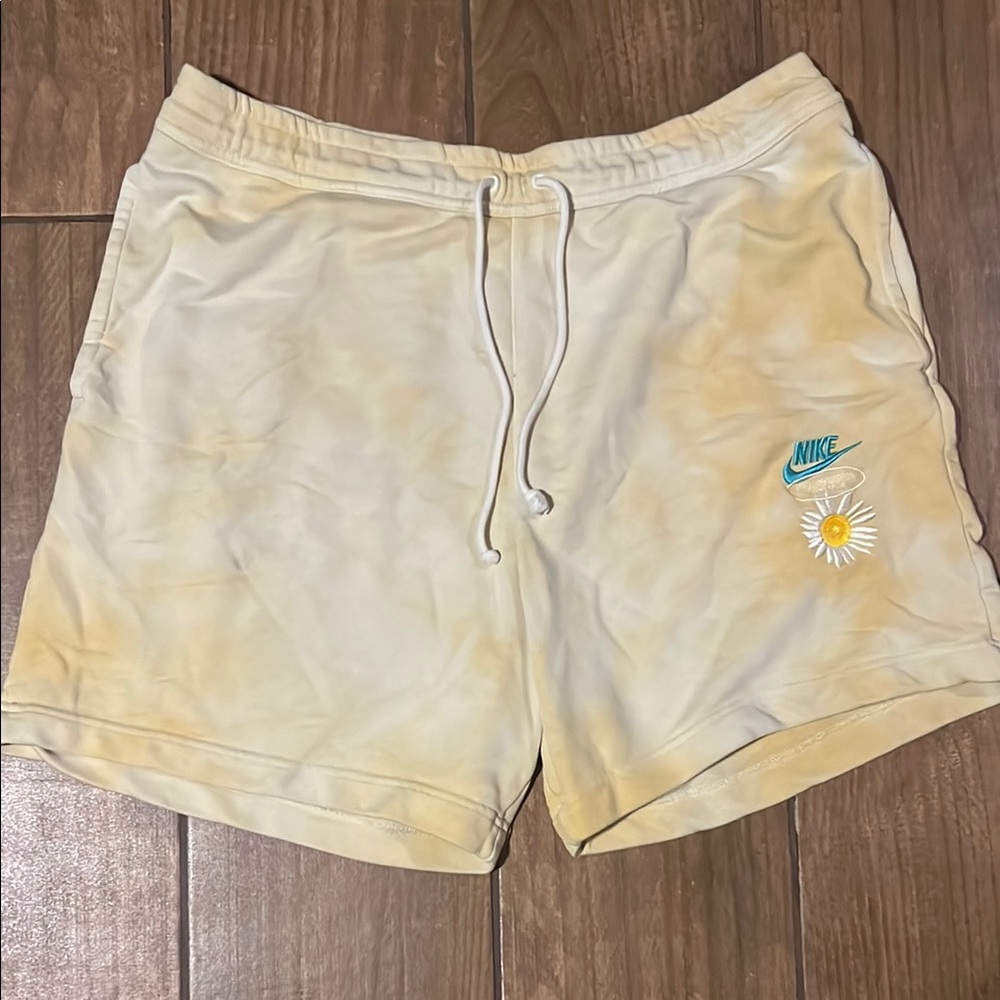 Nike Men's Yellow and white Shorts with Floral Accent